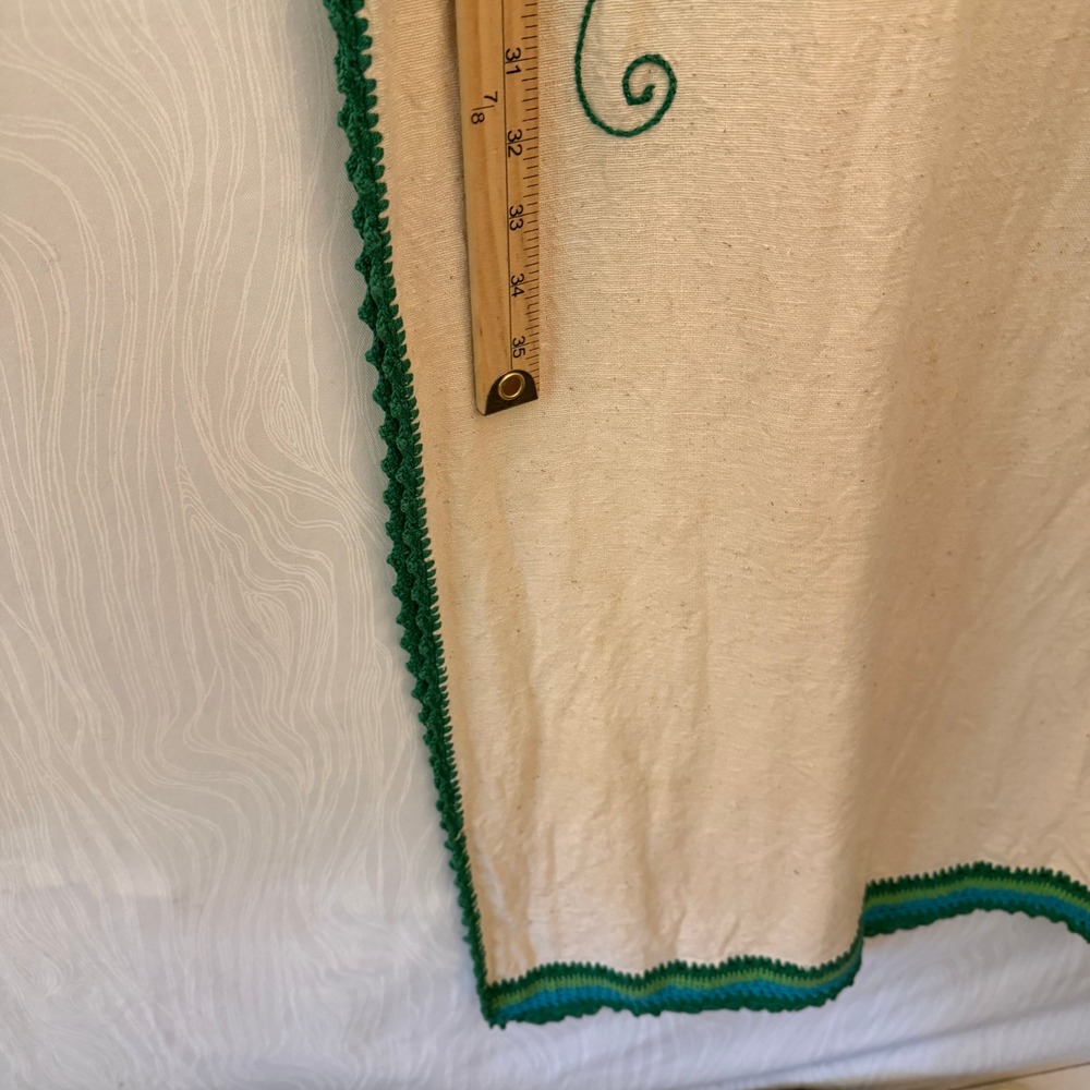 Handmade Crochet Maxi Dress M Cream Green Boho Festival Vintage Embroidered - Picture 5 of 6